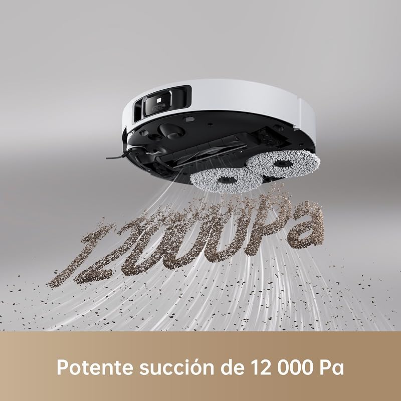 X40 Ultra Complete Robot Aspirador y Fregasuelos, Succión de 12.000 Pa, con Mopa Extraíble y Elevable, 70℃ Fregona Autolimpiable, Cepillo Lateral Extensible y Elevable, Detección Suciedad