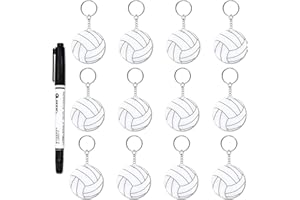 Yaure Joy 12 Pcs Volleyball Acrylic Keychain bulk with 1 Black Marker for DIY Sports Party Favor