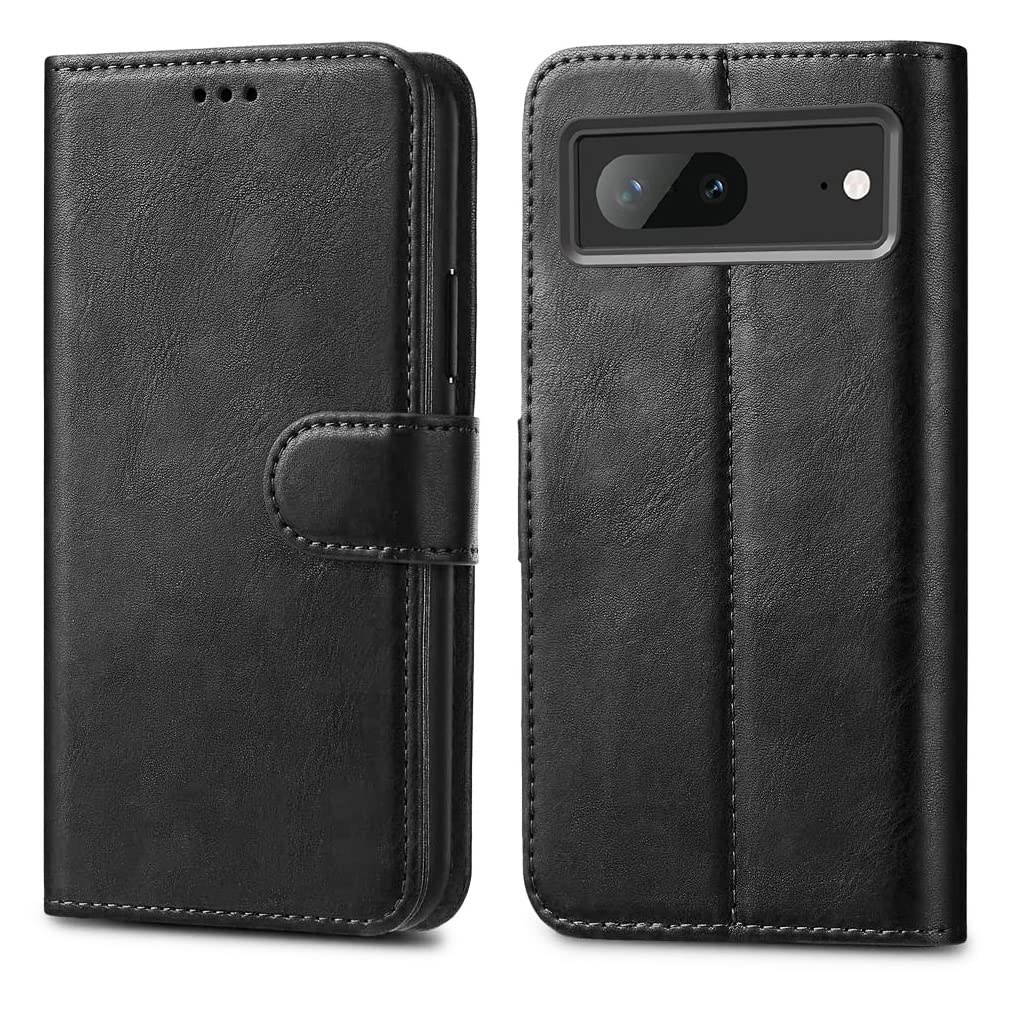 GAPlus PU Leather Flip Cover Wallet Case For Google Pixel 7 Card Holder Magnetic Kickstand Black