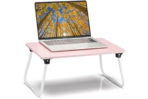 Ruxury Foldable Lap Desk Laptop Stand Bed Desk Table Tray, Breakfast Serving Tray, Portable & Lightweight Mini Table, Lap Tablet Desk for Sofa Couch Floor - Pink