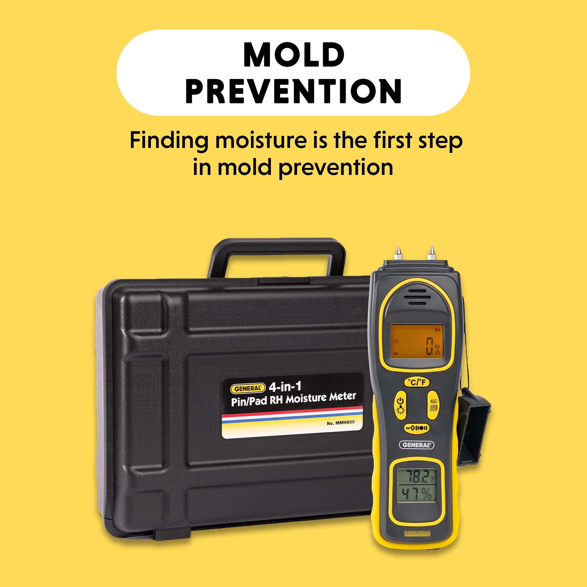 General Tools 4in1 Pin/Pinless Combo Moisture Meter MMH800 Pin