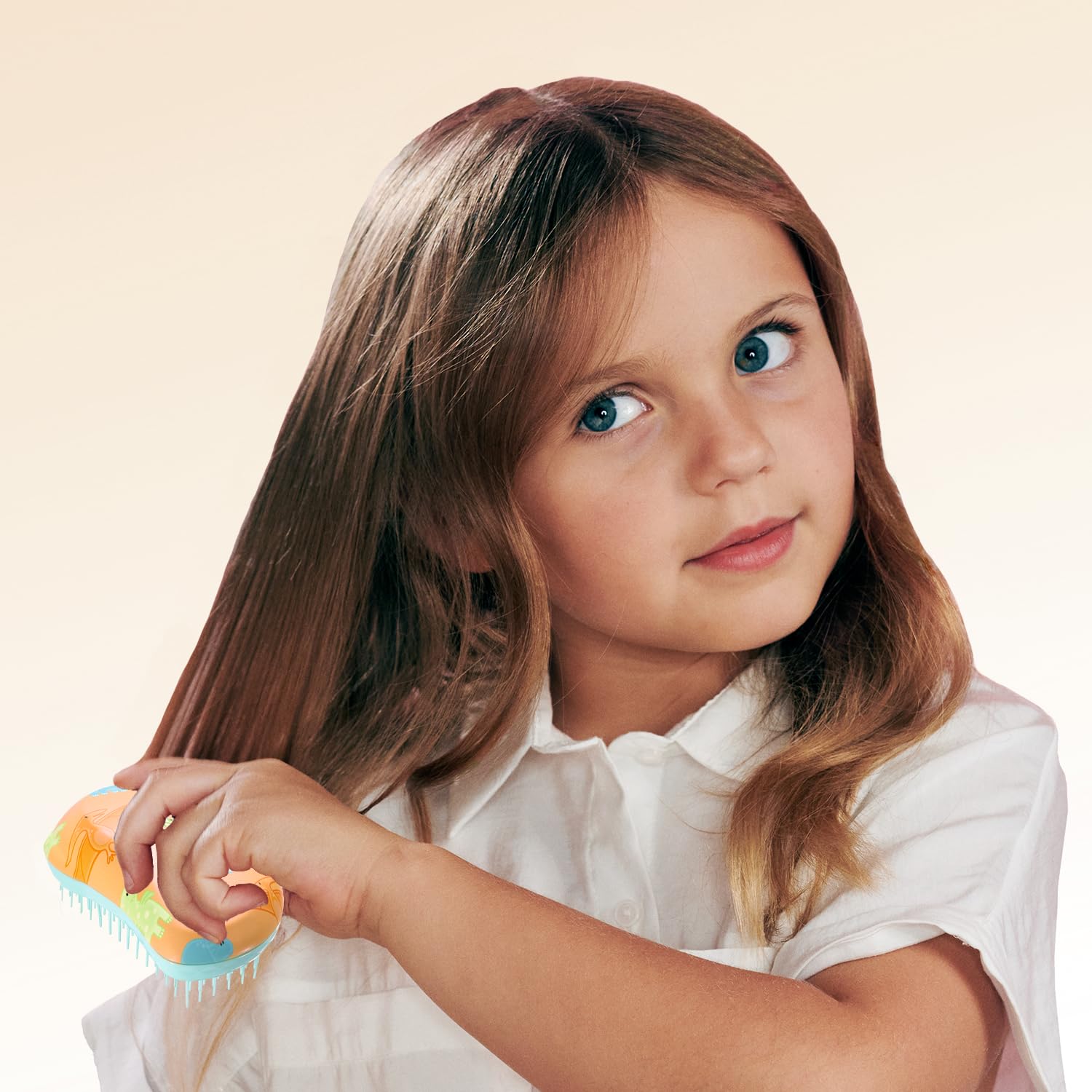 Tangle Teezer Original Detangler Brush, Dry & Wet Travel Size Mini Hair Brush, for Kids & All Hair Types, Dino Mighty