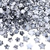 PONABEADIY 1 Box 300Pcs Acrylic Star Beads Imitation Pentagram Resin Stone Black White Plastic Five Point Stars Shape Celestial Loose Spacer Bead for Jewelry Making Bracelet Earrings DIY Craft Supply