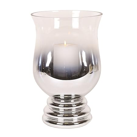 Straits Silver Grey Lustre Hurricane Glass Vase 30cm Amazon Co Uk