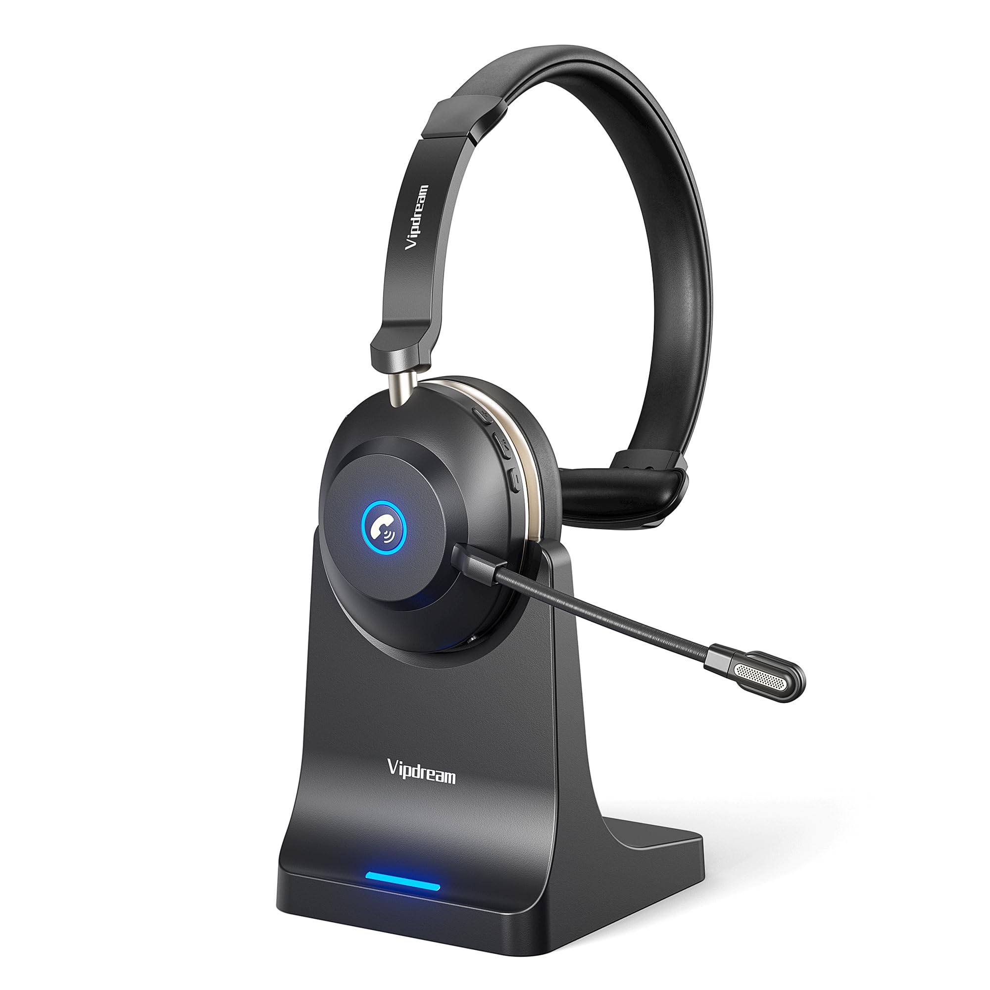Photo 1 of Vipdream Wireless Headset with Microphone for Work, Bluetooth 5.3 Computer Headset for Laptop, 45 Hours Battery Life & Mute Button, Headset with Mic for PC, iPhone, Zoom, Skype, Office & Home