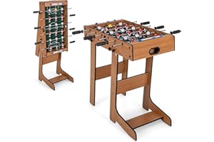 Giantex Folding Foosball Table, Space Saving Arcade Table Soccer with Durable Handle, 2 Balls, Scoreboard for Adult & Child, Soccer Table Game for Party, Group Building Activities, Bar, Game Room