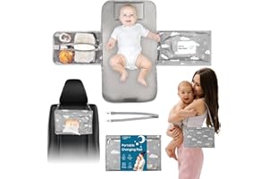 PHOEBUS BABY Portable Diaper Changing Pad - Travel Waterproof Baby Changing Mat with Shoulder Strap - Foldable Diaper Changing Station with Wipes Pocket, Bags for Carrying Babies' Accessories