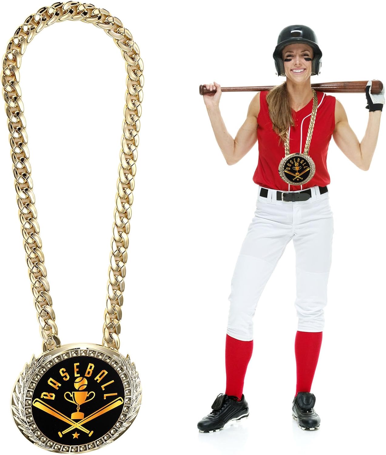 Penitue Greatest of All Time Turnover Chain, 6in/15cm Big Gold Goat MVP Medal Necklace Funny Champion Player of The Game Chain Award for Sports Trophy Prize Gifts