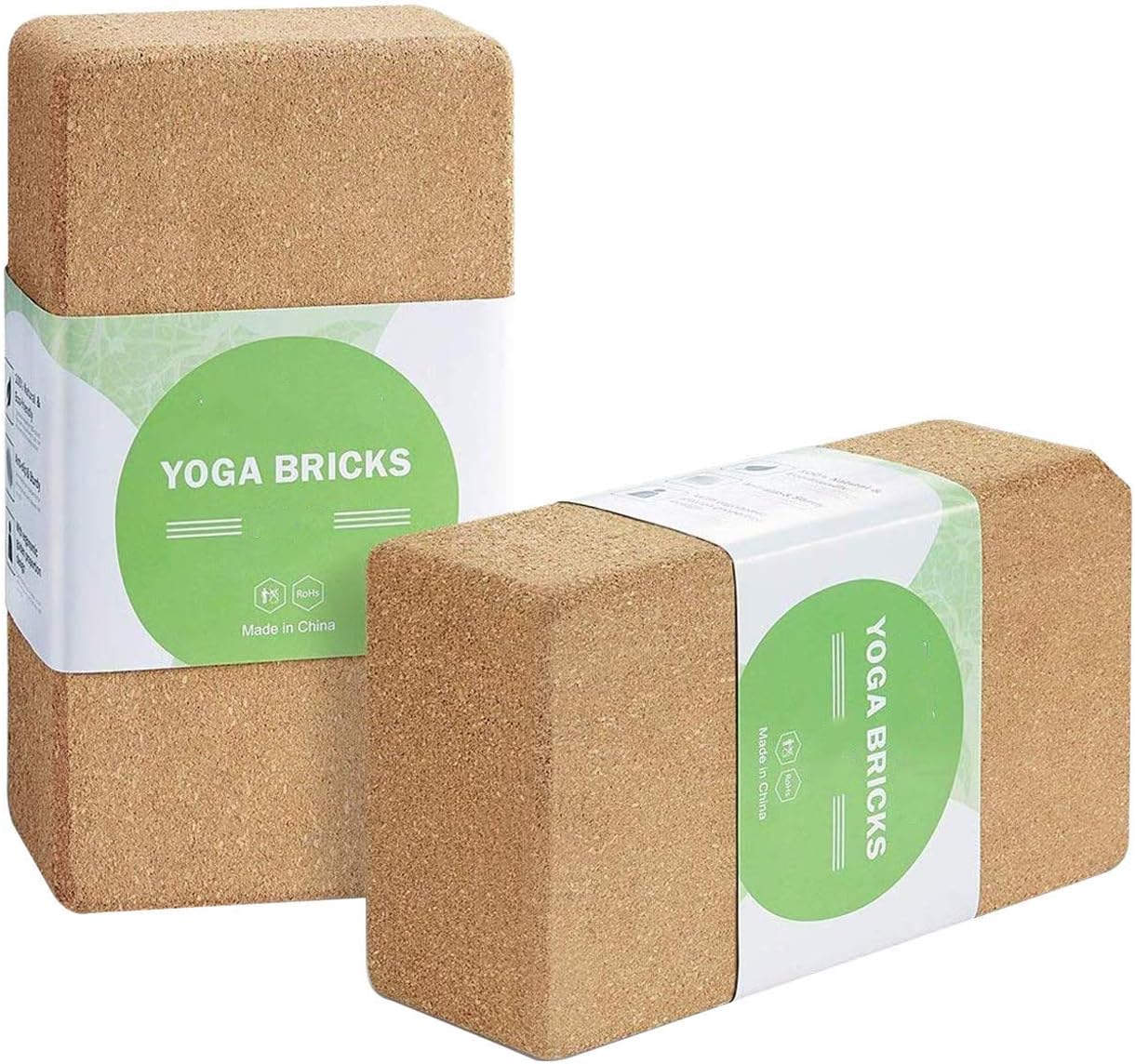 CMXX 2 Pack Yoga Blocks Cork Yoga Brick Natural Eco-Friendly Cork Yoga Block To Support And Deepen Poses Lightweight Odor-Resistant And Moisture-Proof