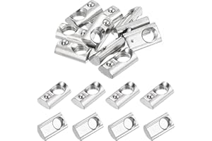 uxcell 110Pcs M6 t Spring Nut Fastener Carbon Steel Nickel Plated Half Round Roll in Spring t Slot Nut for T-Slot Aluminum Pr