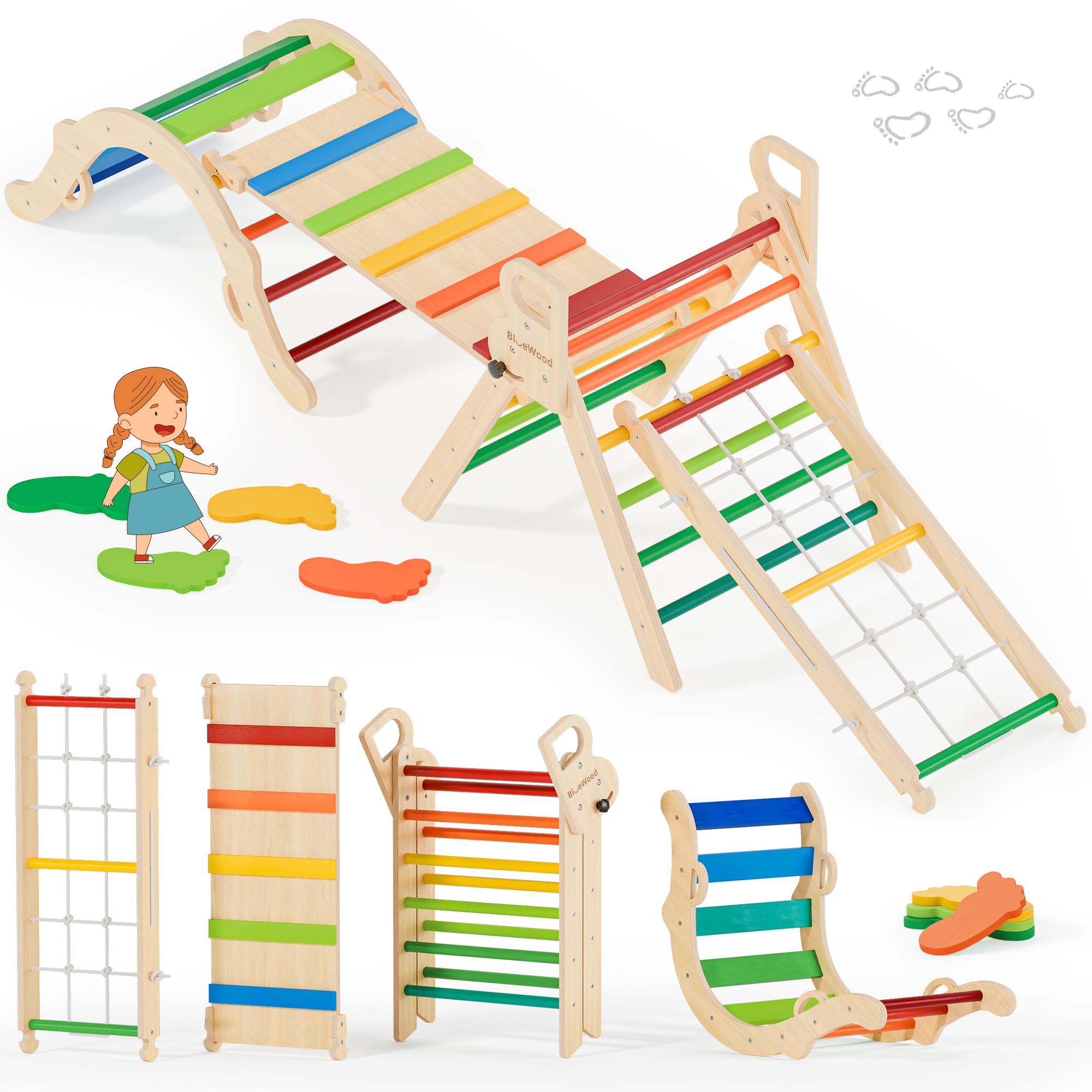BlueWood 10-in-1 Pikler Triangle Set, Toddler
