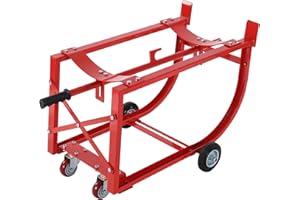 CUBELLIN Drum Cradle 55 Gallon Drum Cradle 600lbs Capacity Oil Drum Rack with Retractable Drawbar and Wheels Steel Drum Handling Cradle for Round Drums