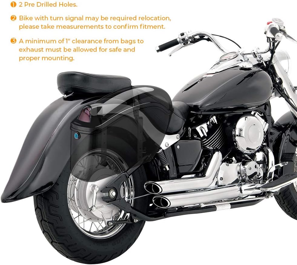 Motorcycle Hard Saddlebags, Motorcycle Saddle Bags with Turn Signal, Compatible with Softail Shadow Vulcan Vstar Boulevard with Mounting Kits, Universal, Black: Automotive