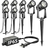 SUNTHIN Outdoor Landscape Lighting, 8 Pack LED Spot Lights Kit for Garden, Yard, House, Lawn, Tree, Flags, Fence Use, Warm White, IP65 Waterproof