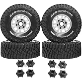 Dantenron 1/7 1/8 1/10 RC Short Course Truck Tires OD 4.96"And Wheels 12mm 14mm 17mm Hex For 1:10 1:8 1:7 Scale Off Road Truck Car ARRMA Mojave 4S 6S TRAXXAS Slash 2WD FS FSR Axial Losi Rc4wd (White)