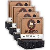Dr. Squatch Pine Tar Soap 4-Pack Bundle &ndash; Bar Soap for Men with Natural Woodsy Scent and Skin Exfoliating Scrub &ndash; Handmade with Pine, Coconut, Olive Organic Oils in USA (4 Bar Set)