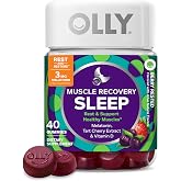 OLLY Muscle Recovery Sleep Gummy Supplement, Tart Cherry - 40 Count | Sleep Support, Melatonin, Tart Cherry Extract &amp; Vitamin D, Gluten Free, No Synthetic Colors, No Synthetic Flavors