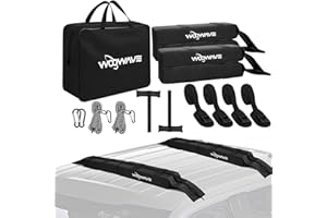 WOOWAVE Premium Kayak Roof Rack Pads Universal Car Soft Roof Rack Kayak Carrier for Canoe/Surfboard/Paddleboard/SUP/Snowboard with Tie Down Straps, Tie Down Rope, Quick Loop Strap and Storage Bag