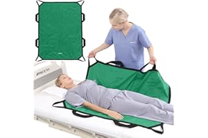 ZHEEYI Multipurpose 43" x 36" Positioning Bed Pad with Reinforced Handles - Reusable & Washable Patient Sheet for Turning, Lifting & Repositioning - Double-Sided Nylon Fabric, Green