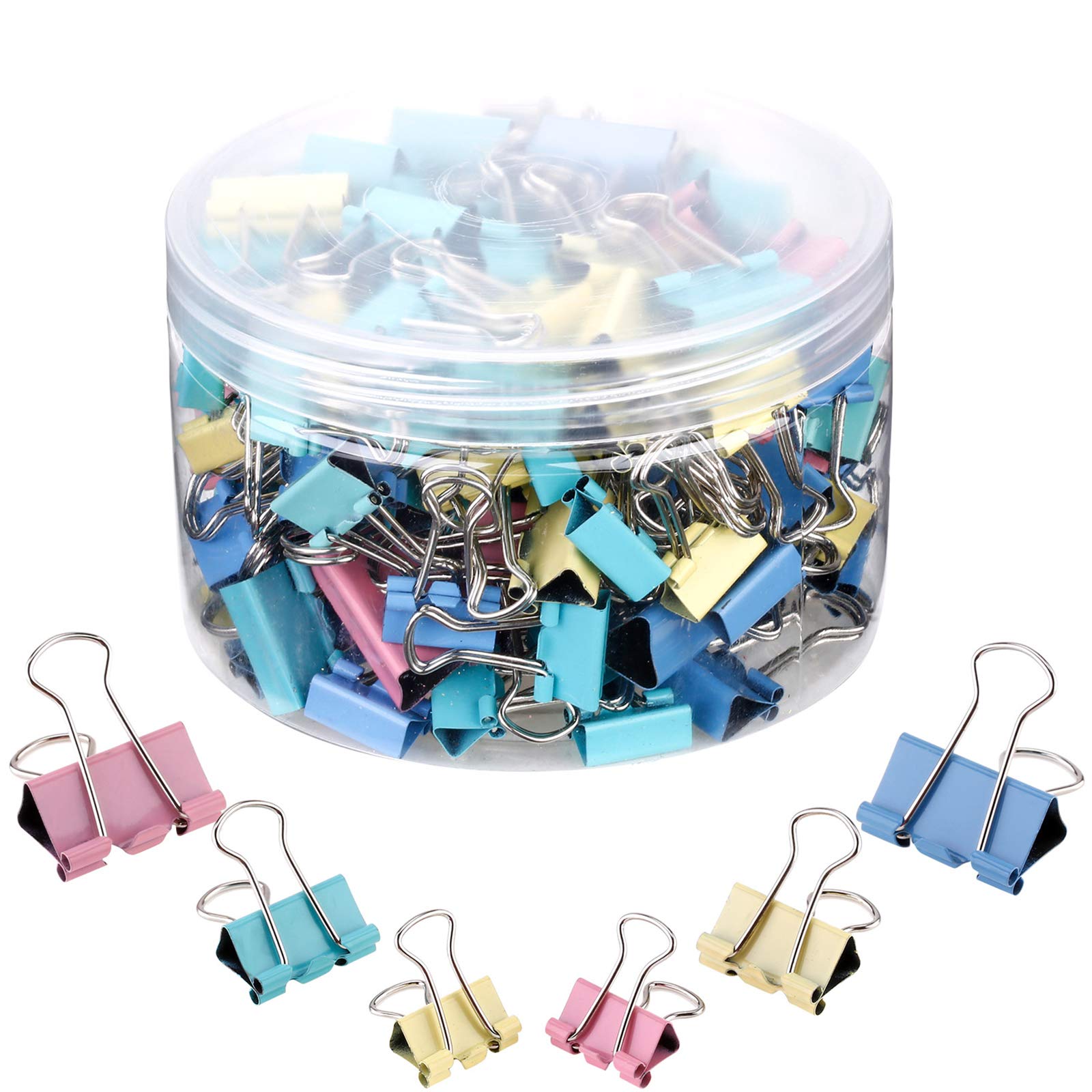 TecUnite 150 Pcs Binder Clips Assorted Sizes Pastel Paper Clamps Clips ...