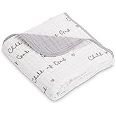 LollyBanks Muslin Baby Blanket 100% Organic Cotton, Muslin Quilt Lightweight, Toddler Blanket for Boy and Girl, 6 Layers Baby Blankets 47"x 47", Nursery Receiving Blankets (Christian Baby)