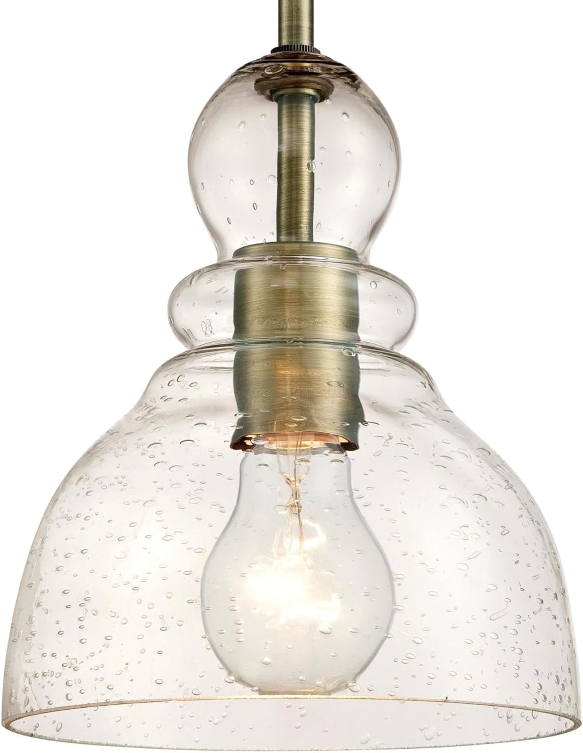 Westinghouse Lighting 6100700 One-Light Indoor Mini Pendant, Brushed Nickel Finish with Clear Seeded Glass - - 