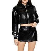 Forever 21 womens Faux Leather Cropped Bomber Jacket