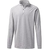 DEOLAX Mens Quarter Zip Pullover Solid 1/4 Zip Pullover Mens Athletic Long Sleeve Sweatshirt Mock Neck Golf Shirts for Men
