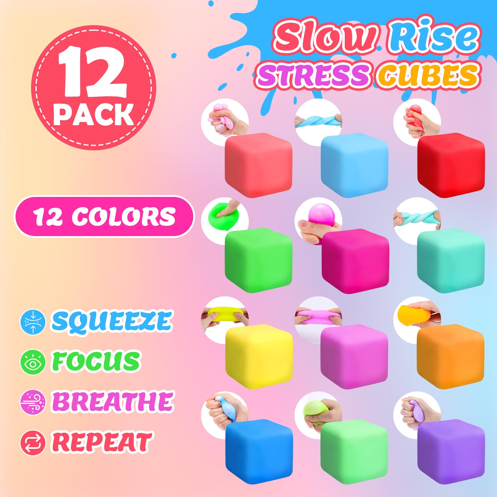 Mua 12 Pack Slow Rising Stress Cube, Dough Stress Balls Squishy Fidget ...