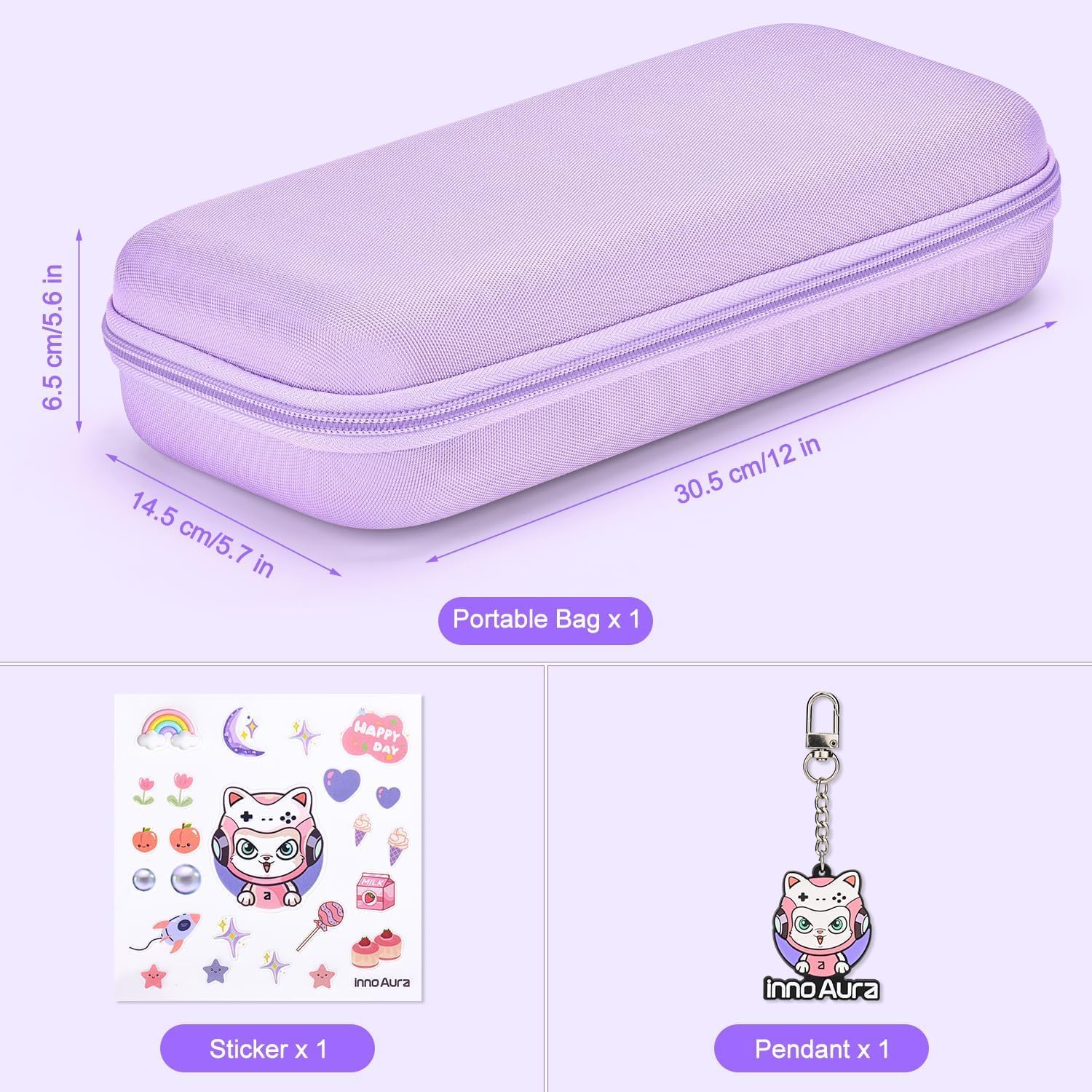 innoAura Switch 2 Tasche für NS Switch 2 Konsole (2025), Tragbares Switch 2 Hülle für Switch 2 Konsole und 9 Spiele, Harte Schutzhülle Tragetasche für Reisen und Aufbewahrung (Lila/Violett) 5