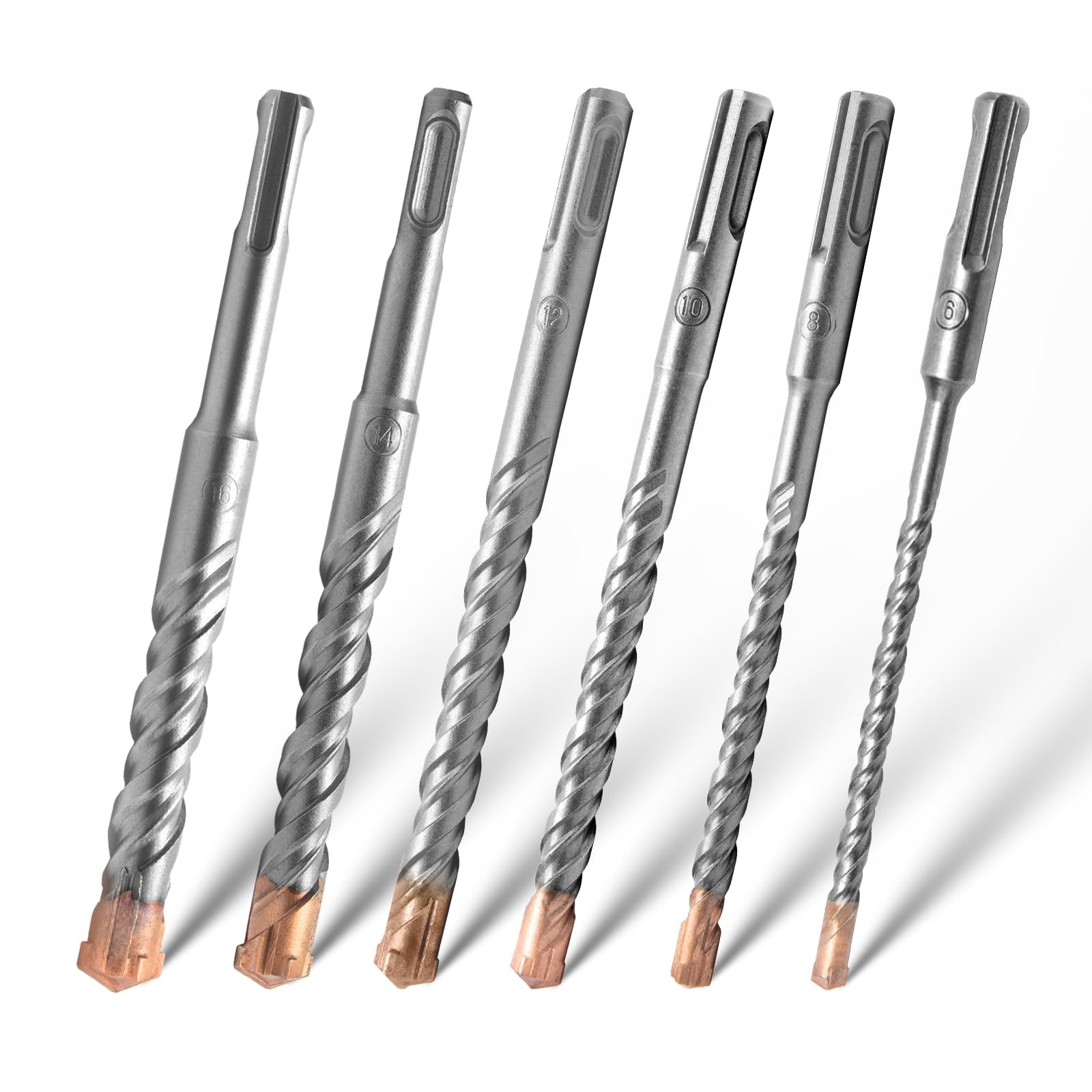 SDS Plus Hammer Drill Bits 6PCS Cross Drill Bits 4 Cutter Carbide Head Hammer Bit Tungsten Carbide Tip Rotary Impact Masonry Bit for Masonry, Stone, Concrete, Brick, Tiles