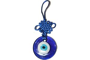 IS4A Talisman - Single Glass Evil Eye Protection - Good Luck Charm, Home, Office, Car Decoration, Blessing Ornament, Reflects Negative Energy (6 Inch)