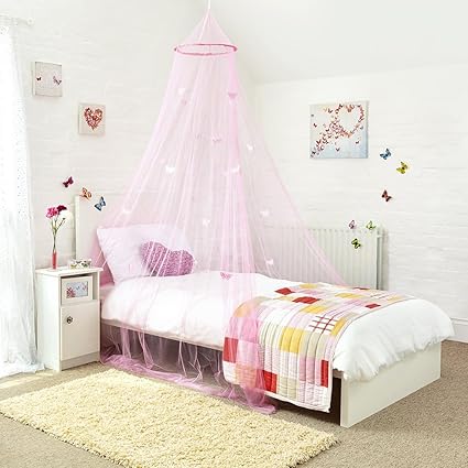 Princess Bed Canopy Beautiful Butterfly Childrens Bed Canopy In Pink Quick And Easy To Hang Girls Bedroom Accessories Perfect Gift For Girls