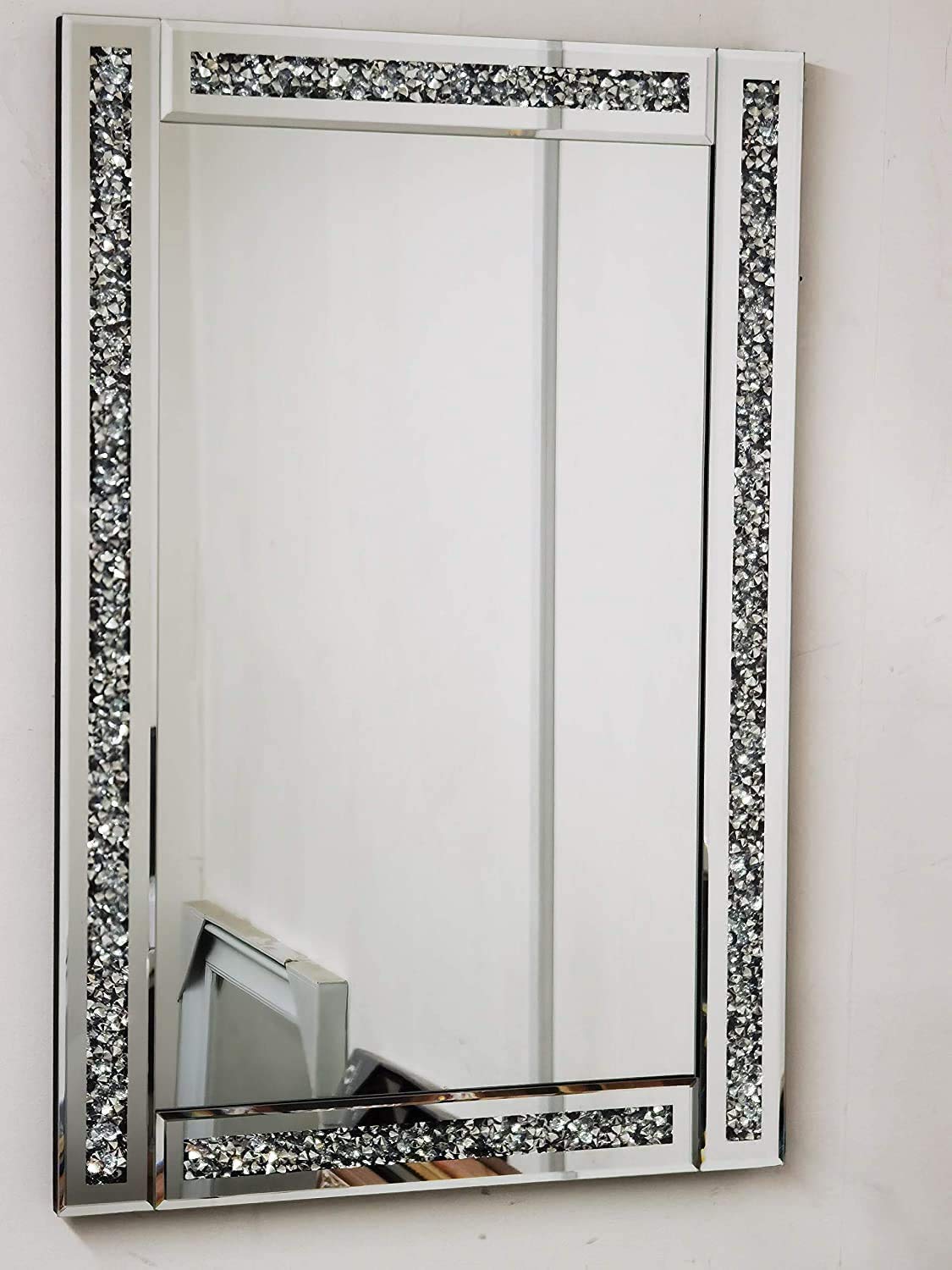 CRUSHED JEWEL WALL MIRROR LOOSE DIAMANTE NEW CRYSTAL SQUARE DECOR