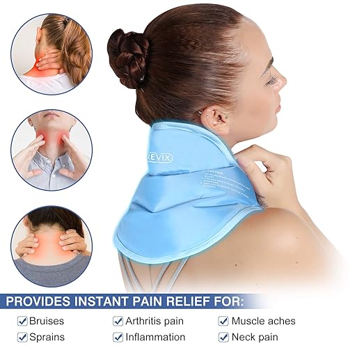REVIX Neck Ice Pack Wrap with Strap and Soft Plush Lining Cold