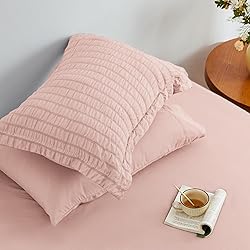 Love's cabin Seersucker Pink Twin Comforter Set 5
