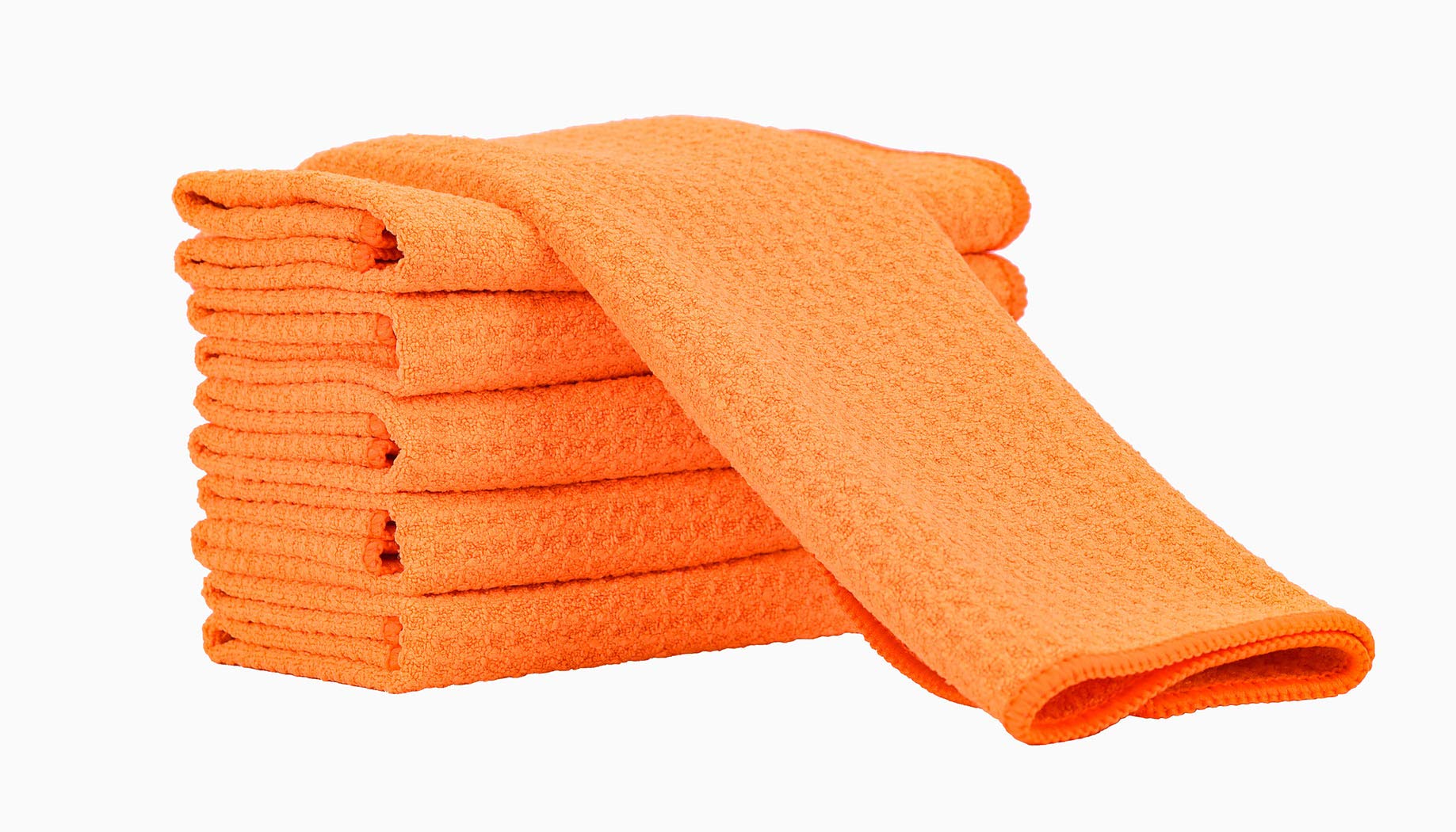 Aniease 3 Pack Microfiber Tea Towels - Super Absorbent Quick Dry Kitchen Towels - Waffle Weave Kitchen Towels (Neon Orange, 30x30cm)