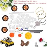Akozon 78pcs Plastic Gears Pulley Belt Worm Rack Kit DIY Set Shaft Accessories view 3
