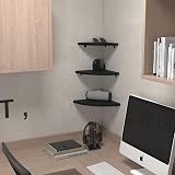HORLIMER Black Corner Shelf Set of 6 Rustic Wooden Wall Shelves view 7
