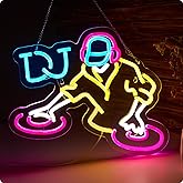 DJ Neon Sign for wall decor Teen Room Decor Gifts for Birthday Kids Room Art Decor Boys Playroom Bedroom Decor(16.3x12.2 in)