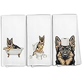 KTYHD German Shepherd Bathroom Decor Gifts Hand Towels, German Shepherd Dog Bathroom Hand Towels Decorative Set of 3, Dog Gifts for Women Home & Kitchen