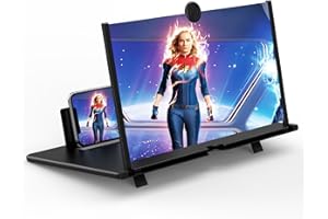 FANLORY 16" Screen Magnifier for Cell Phone,3D HD Magnifying Projector Screen Enlarger for Movies, Videos and Gaming, Foldable Phone Stand with Screen Amplifier,Compatible with All Smartphones (Black)