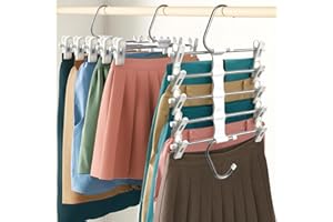 Zylkorb Skirt Hangers Pants Hangers Space Saving with Clips - 2 Pack - Space Saving Metal Closet Organizer for Shorts, Skirts, and Pants - Closet Organizer and Storage for Pants Jeans Skirts Legging