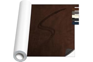 JUCHENG Suede Repair Patch, 8x79 inch Large Faux Suede Leather Fabric，Self-Adhesive Fabric Patches for Furniture, Couch, Sofa, Car Interior, Shoes, Hand Bag, Jewelry Boxes ﻿ (Dark Brown)