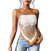 SOLY HUX Women's Paisley Print Bandana Hem Cami Top Spaghetti Strap Tie Back Summer Tops