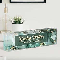 Personalized Premium Green Marble Acrylic Desk Name