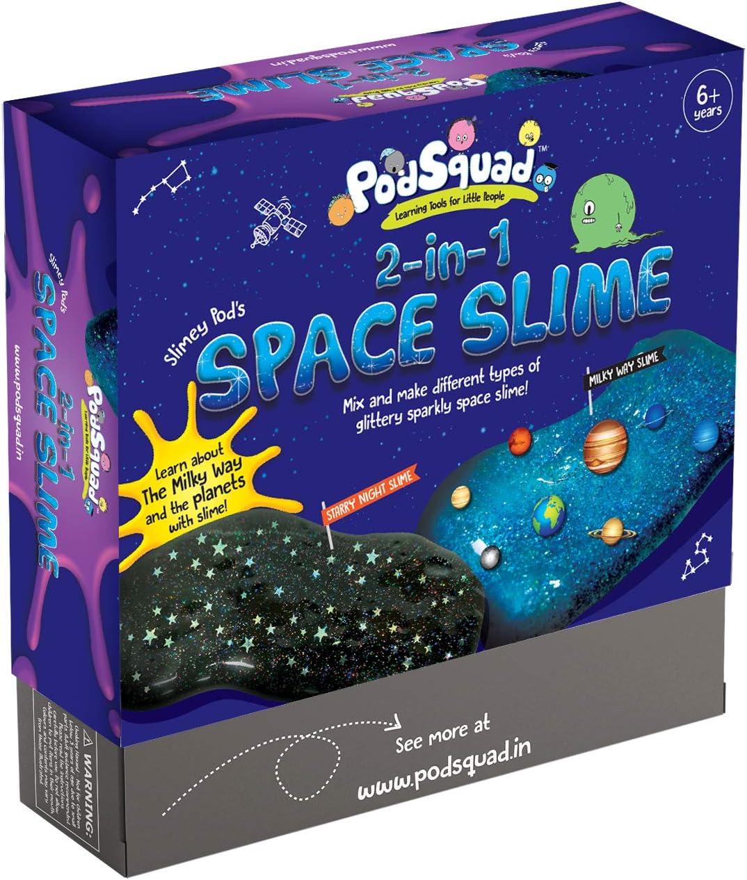 PodSquad 2-in-1 Space Slime Box. DIY Slime Kit for 6 Years and Above - Multi Color