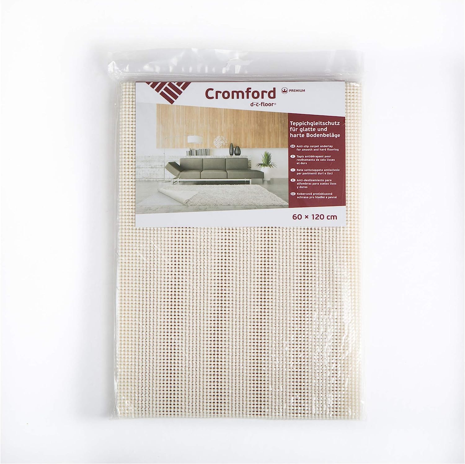 d-c-fix anti-slip rug underlay Cromford - for smooth & hard floors 160 cm x 2,35 m x 2,1 mm - non-slip mat matting roll stopper pad for carpet floor