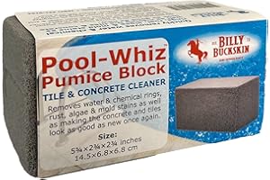 BILLY BUCKSKIN HOME & BEAUTY Pool-Whiz Pumice Block, Pool Tile & Concrete Cleaner, Pumice Stone for Cleaning Pools, Spas & Water Features, Pool & Spa Cleaner, Pumice Block for Rust, Stains Build Up by Billy Buckskin Co. Pack of 1