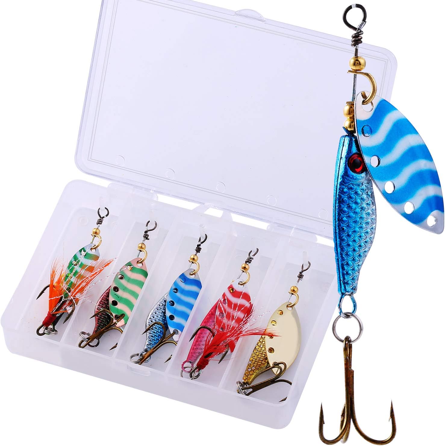 Sougayilang Fishing Lure Spinnerbaits 5Pcs Spinner Baits Kit for Trout Bass Salmon … : Sports & Outdoors